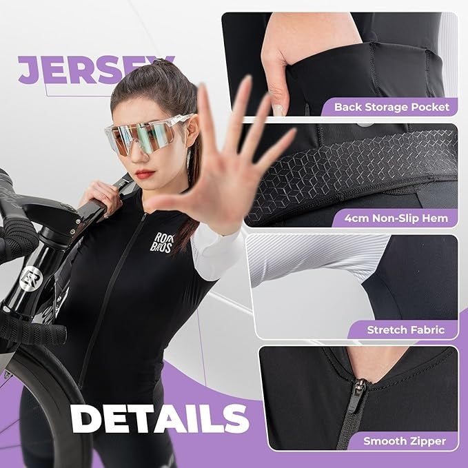 ROCKBROS cykeltröja dam kortärmad cykeltröja sommar cykeljacka cykeltröja landsvägscykeltröja med 3 bakfickor MTB cykelkläder andas