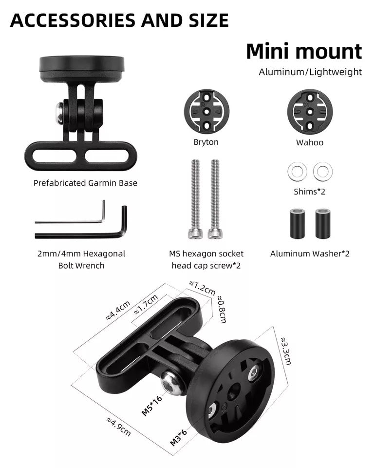 ROCKBROS cykeldatorfäste för Garmin Bryton Wahoo GPS-styrhållare aluminium