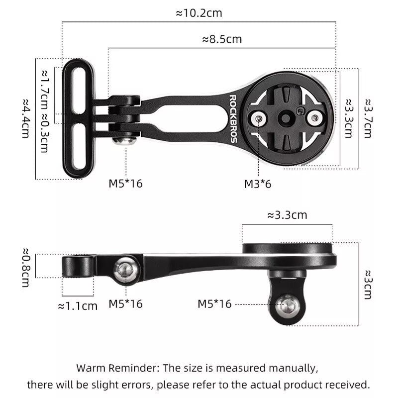 ROCKBROS cykeldatorfäste för Garmin Bryton Wahoo GPS-styrhållare aluminium