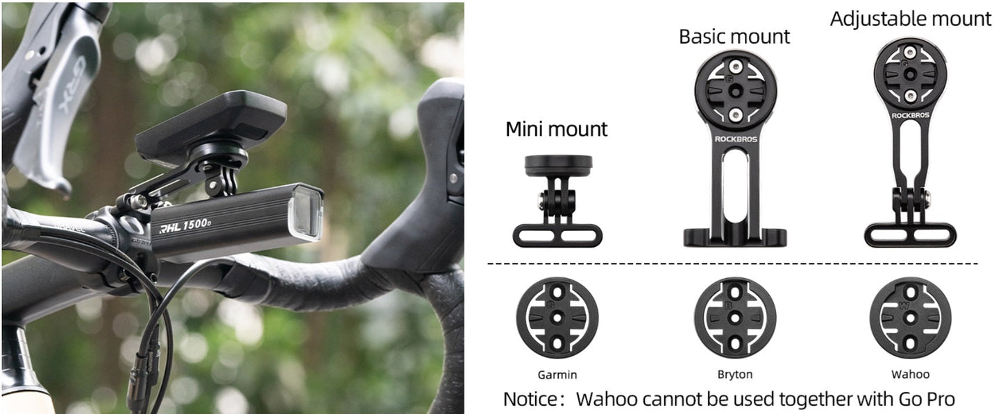ROCKBROS cykeldatorfäste för Garmin Bryton Wahoo GPS-styrhållare aluminium