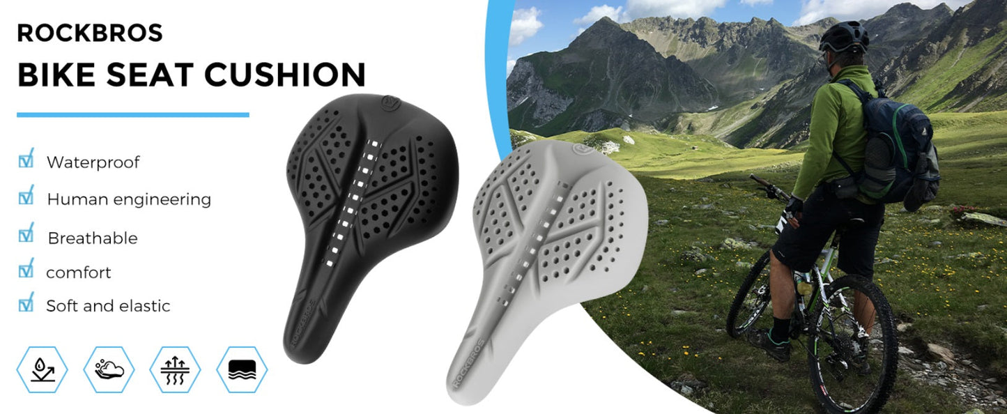ROCKBROS Cykelsadelöverdrag Gel Cykelsitsöverdrag Andas vadderat sadelöverdrag för män och kvinnor Svart/Grå (25,5 x 18 cm)