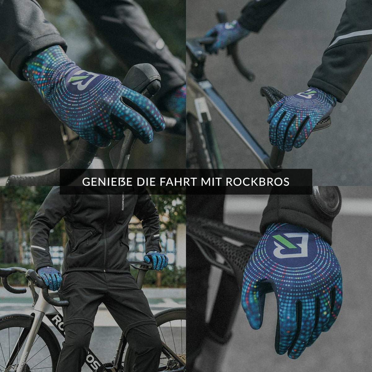 ROCKBROS Cykelhandskar Höst och Vinter Handskar med fullfinger Elastiska Anti-halk