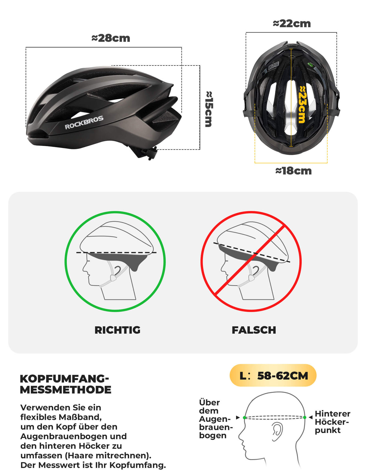 ROCKBROS Cykelhjälm med förstärkningsram 58-62cm