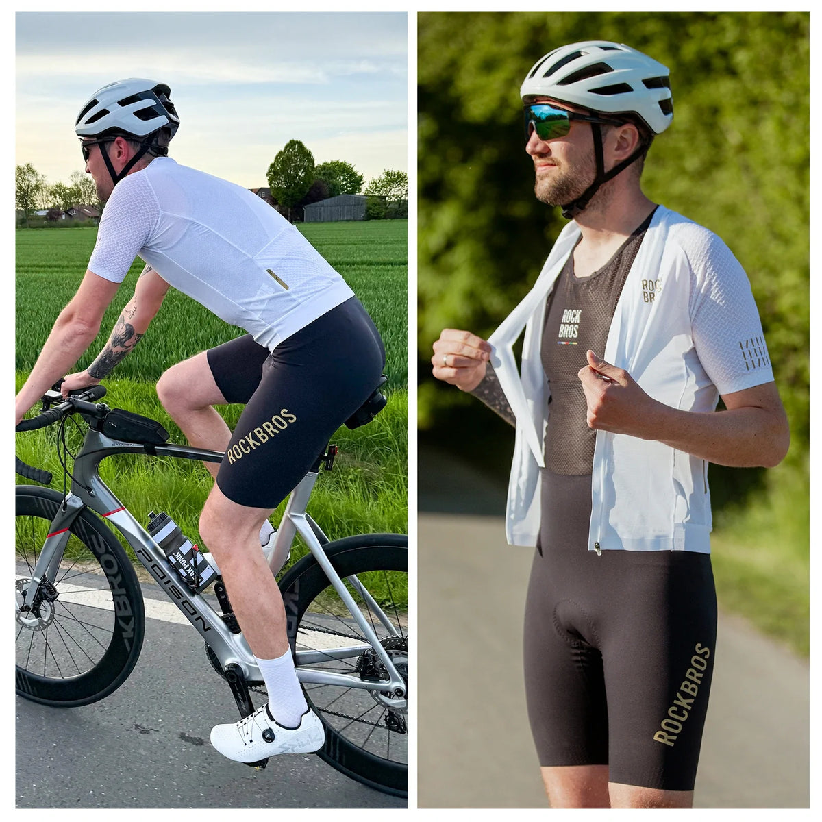 ROCKBROS Herrcykelbyxa med hängslen Vadderad, Kort cykelbyxa, Andas och snabbtorkande