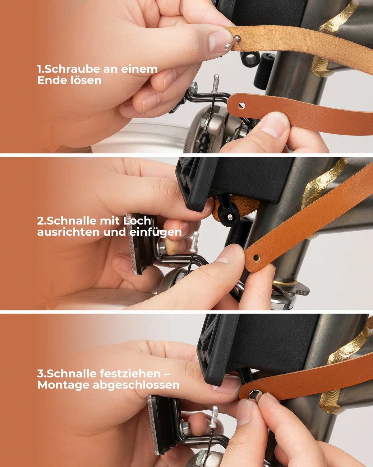 ROCKBROS Läder Snabbfäste Handtag för Brompton Läder spännlås Vikcykel Tillbehör