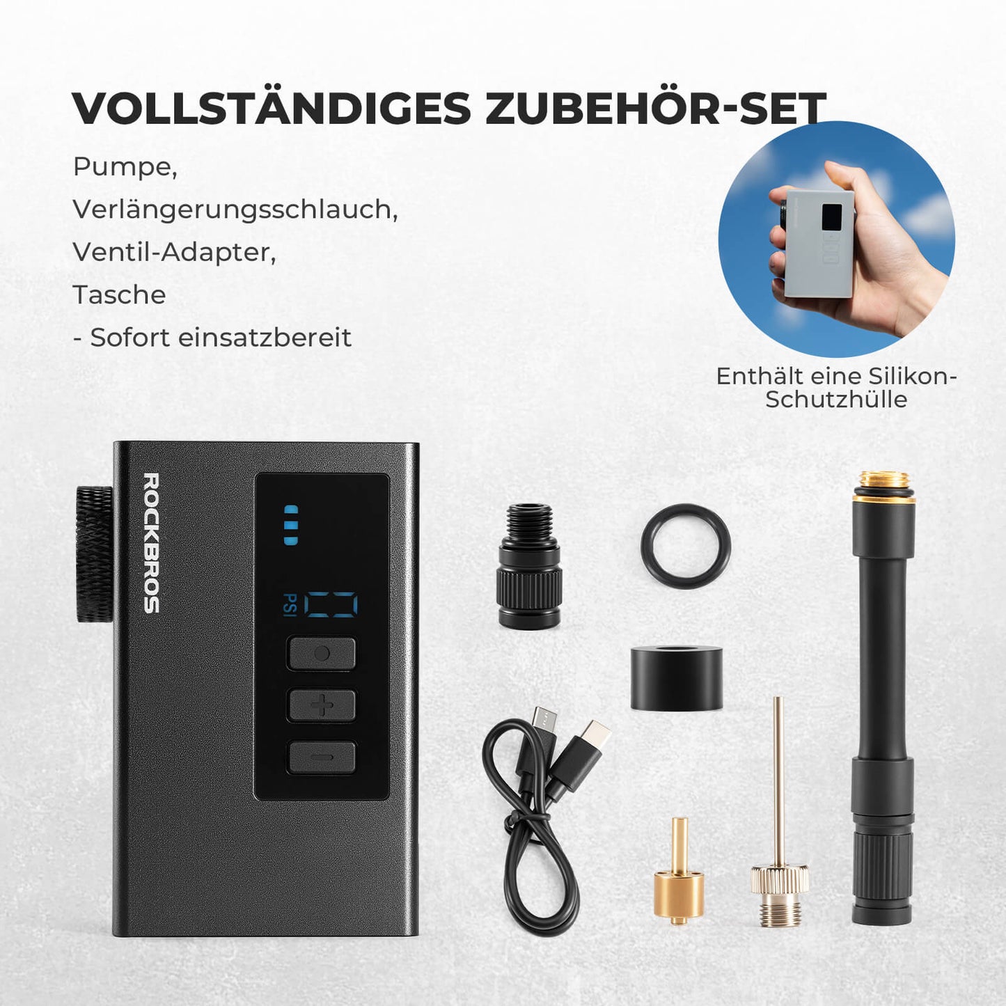 MINI Elektrisk Cykelpump Bärbar AS240 Pro ROCKBROS