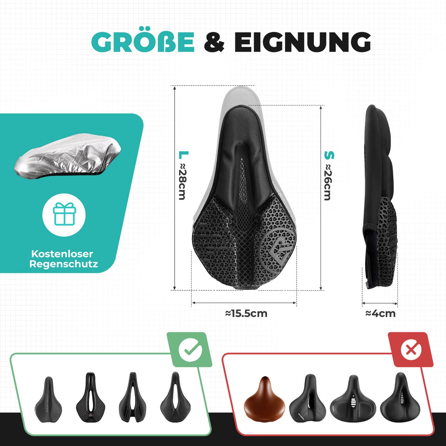 Cykelsadelskydd, sadelskydd, 3D-stötdämpande stoppning, ROCKBROS