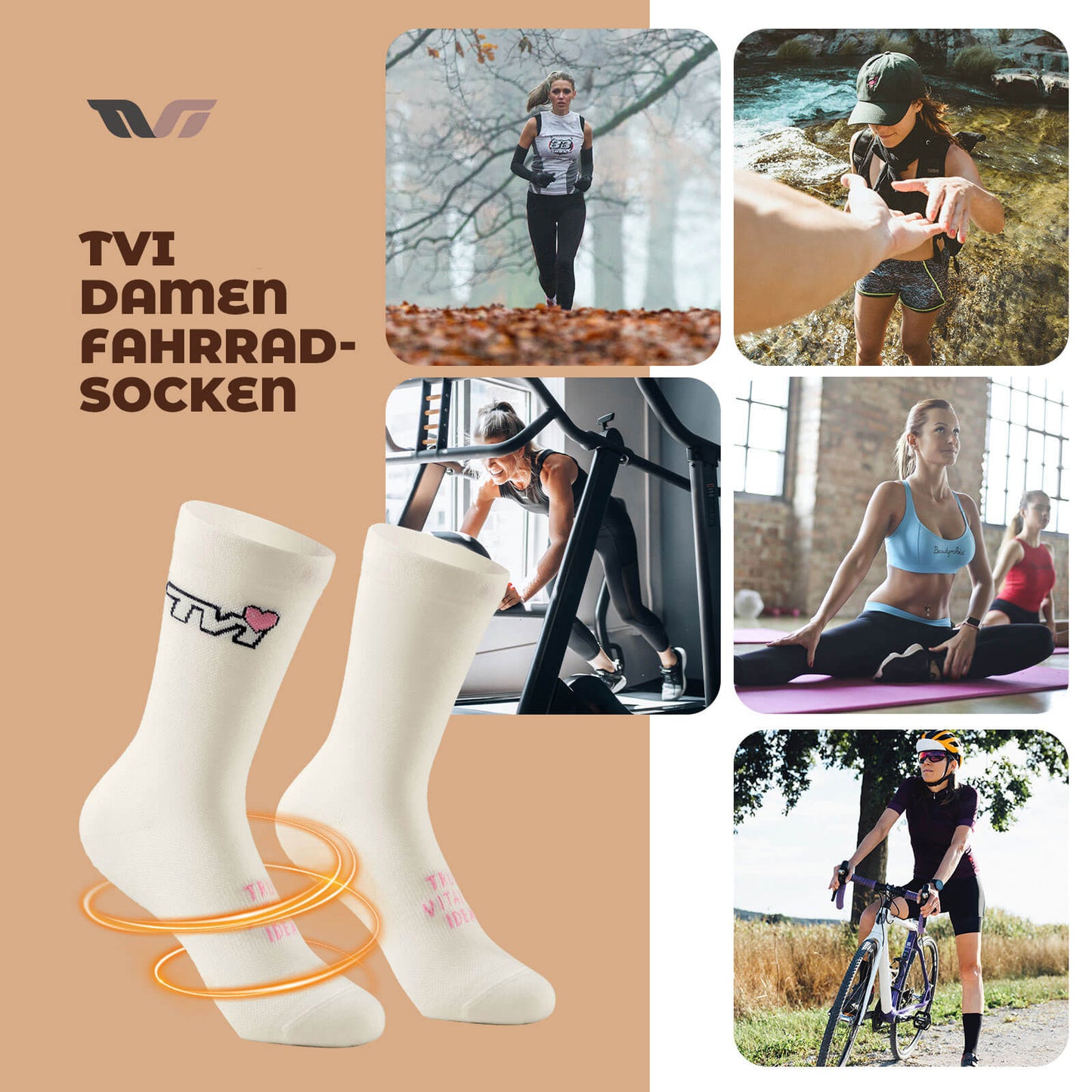 TVI Damsportstrumpor Andningsbara Cykelstrumpor Vinter ROCKBROS