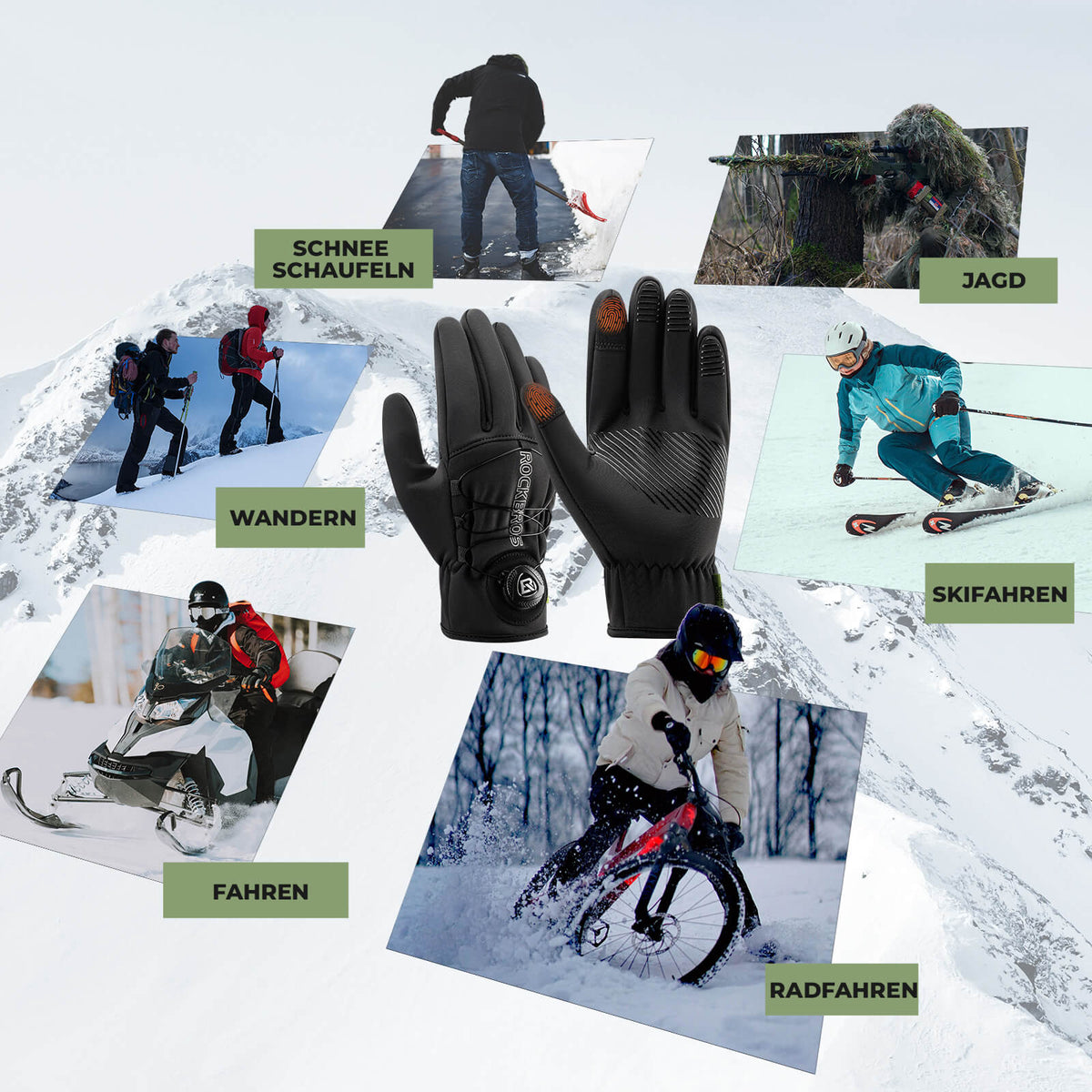 ROCKBROS Vinter cykelhandskar Touchscreen - Värme fodrade & Reflex
