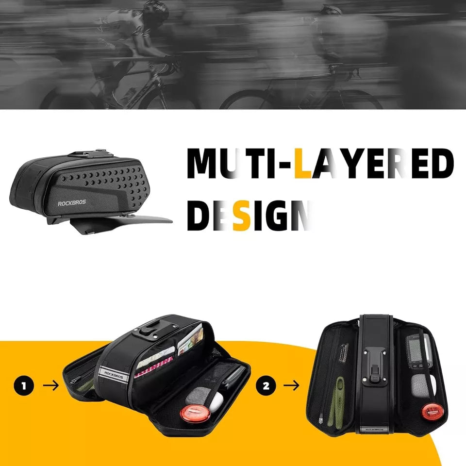 ROCKBROS sadelväska cykelväska med hård skal med stänkskydd och snabbkoppling