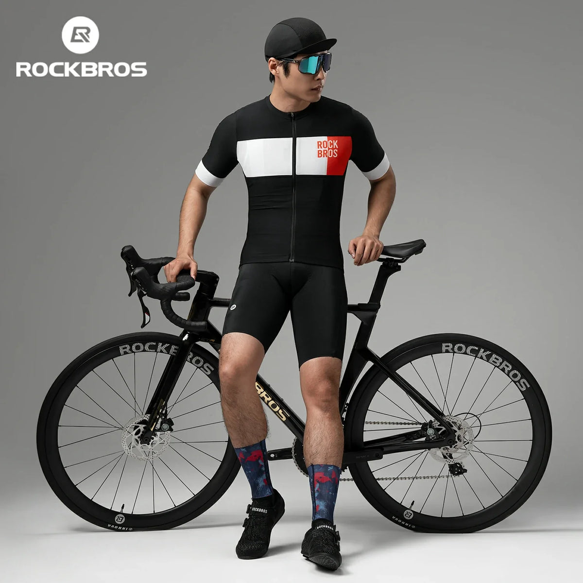 ROCKBROS Herrcykeltröja kortärm i colorblock-design