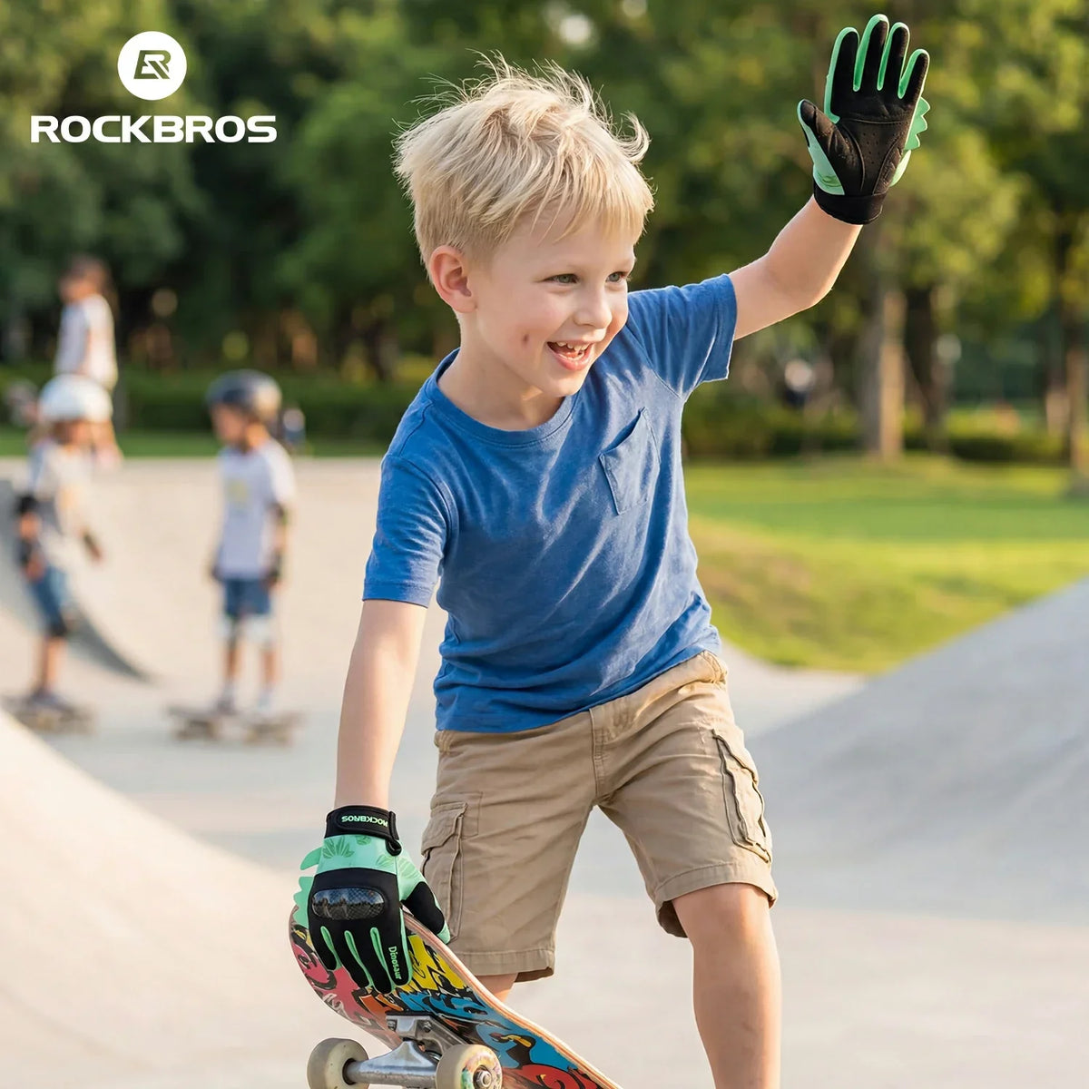 ROCKBROS Barnhandskar för cykel hel Finger med Hard Shell-skydd