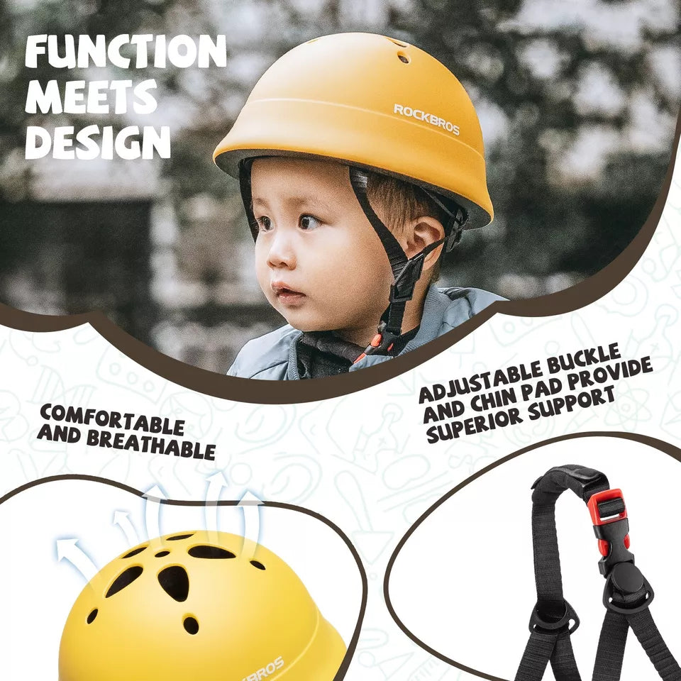 ROCKBROS barncykelhjälm, skyddshjälm, ungdomsidrottshjälm, barnhjälm för 48-52 cm