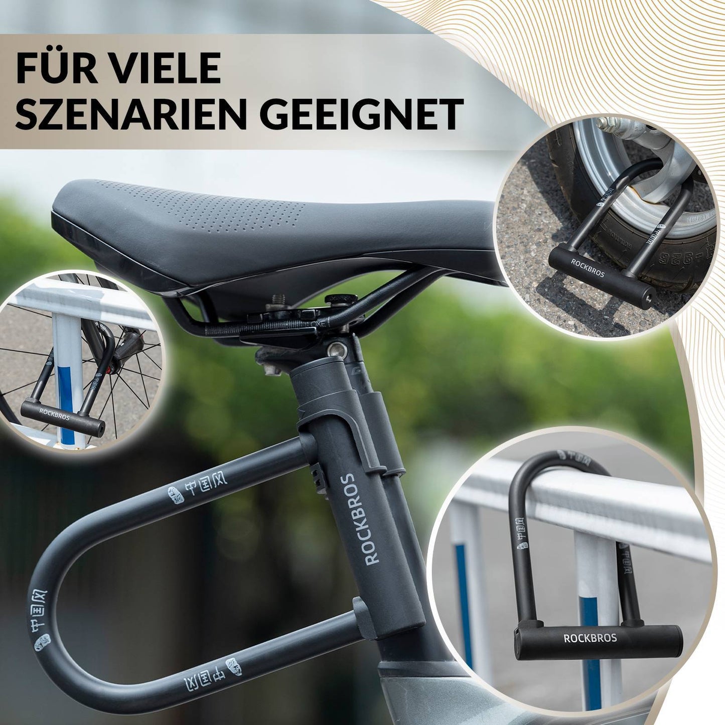 U-lås Cykellås Högsäkerhetslås Vattentäta ROCKBROS
