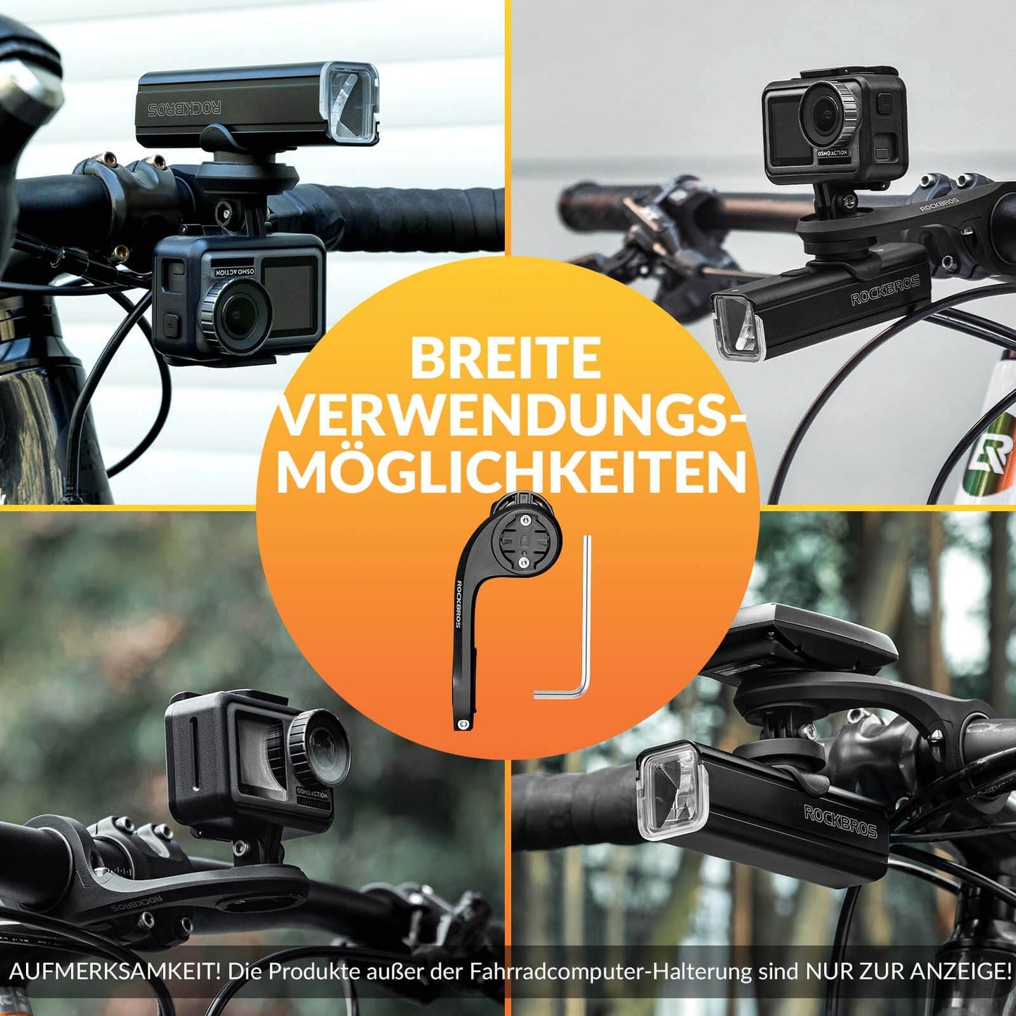 Cykeldatorfäste kompatibelt med Garmin/iGPSPORT för styren 32-35 mm ROCKBROS