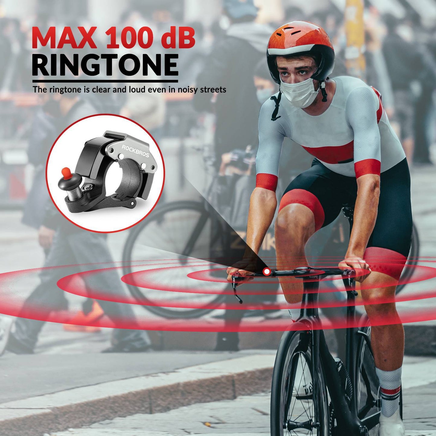 Cykelklocka, 100dB hög, innovativ minicykelklocka, ROCKBROS