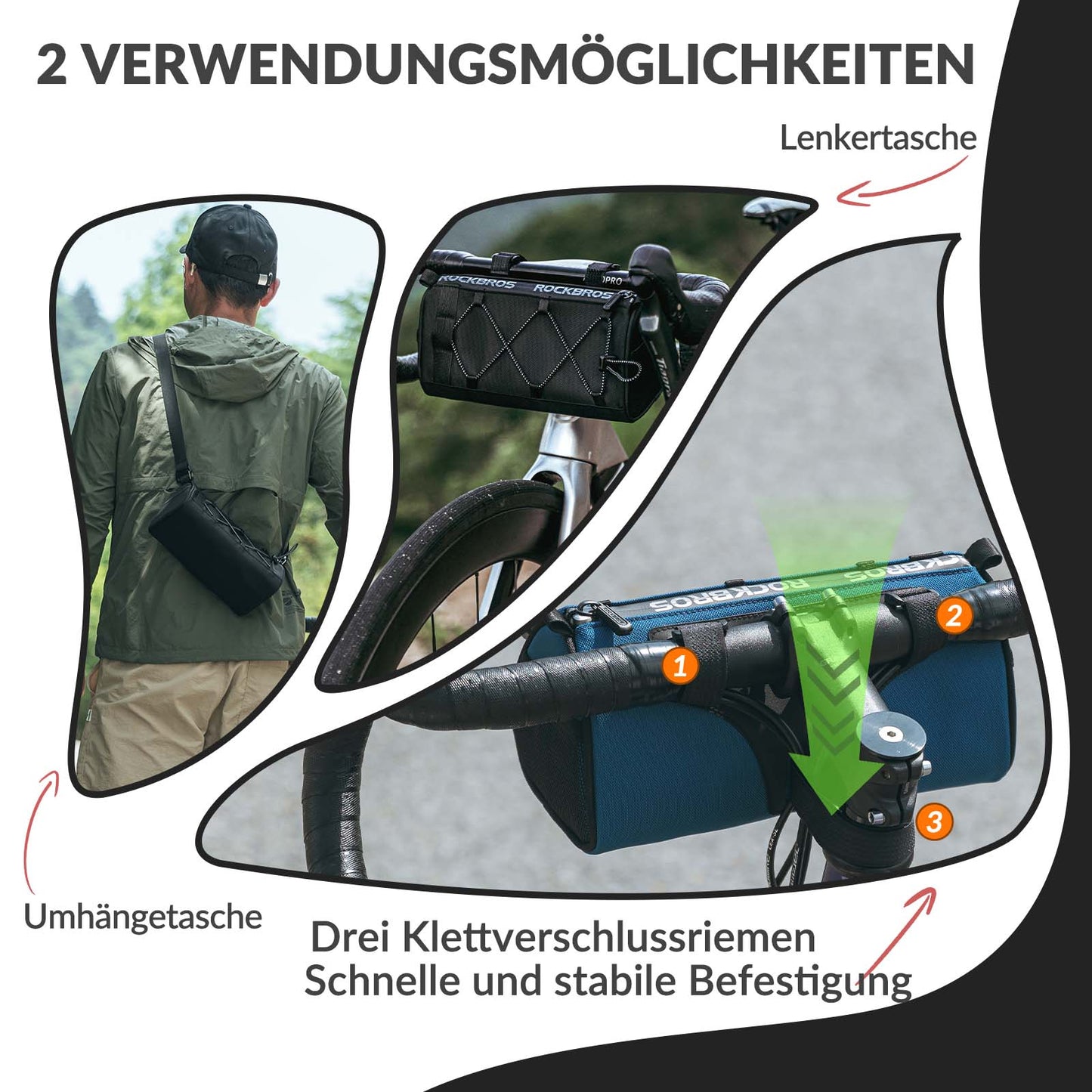 Styrväska Multifunktionell cykelväska med axelrem 1,5L ROCKBROS