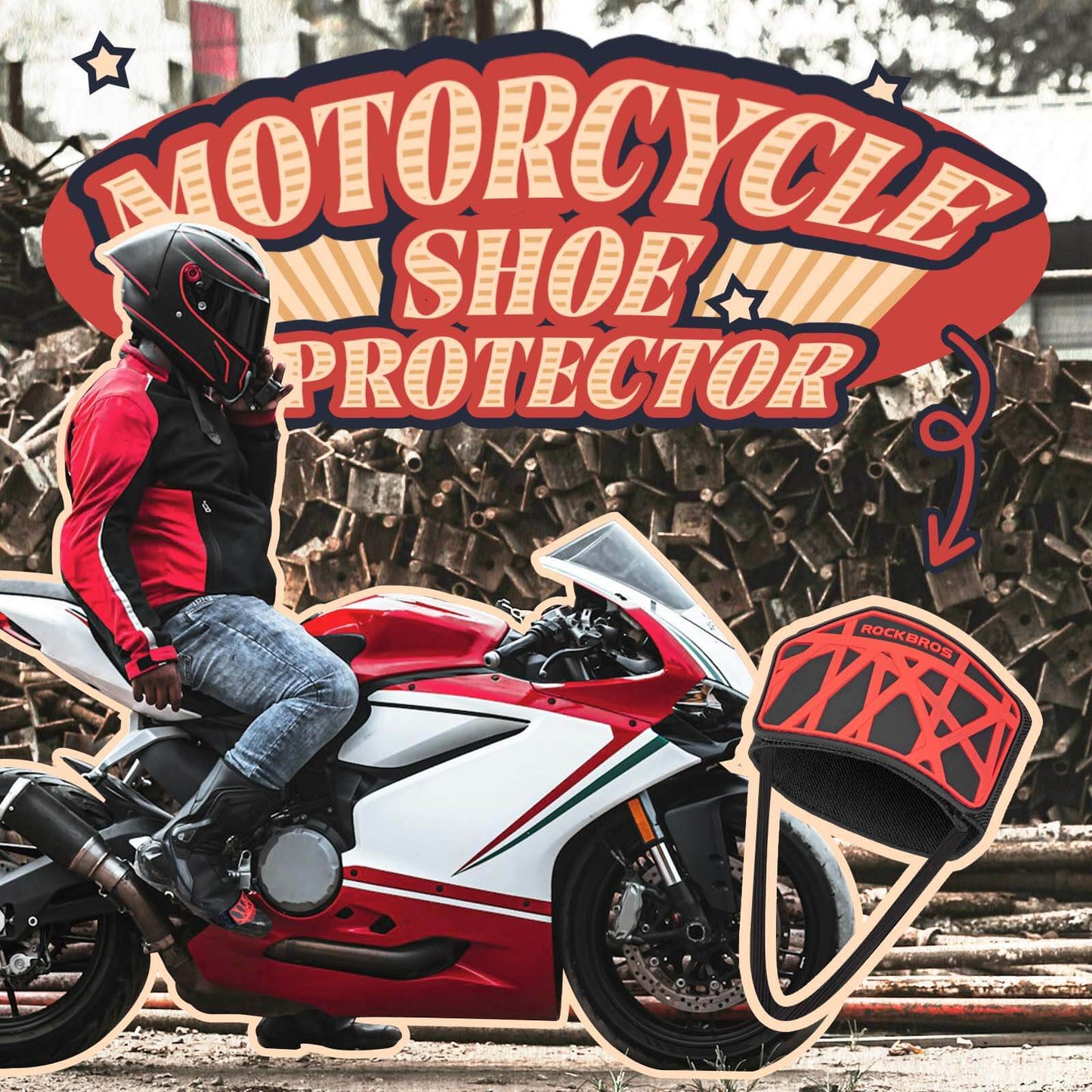 Motorcykelväxelskydd, halkskydd för växel, justerbart skoskydd, motorcykeltillbehör ROCKBROS