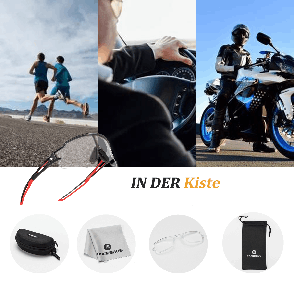 Solglasögon för män och kvinnor, UV-skyddande cykelglasögon, ROCKBROS