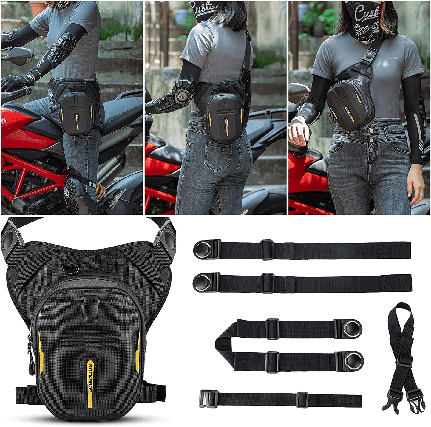 Tankväska med magnetiskt ryggstöd, benväska för motorcykel med axelrem, ROCKBROS