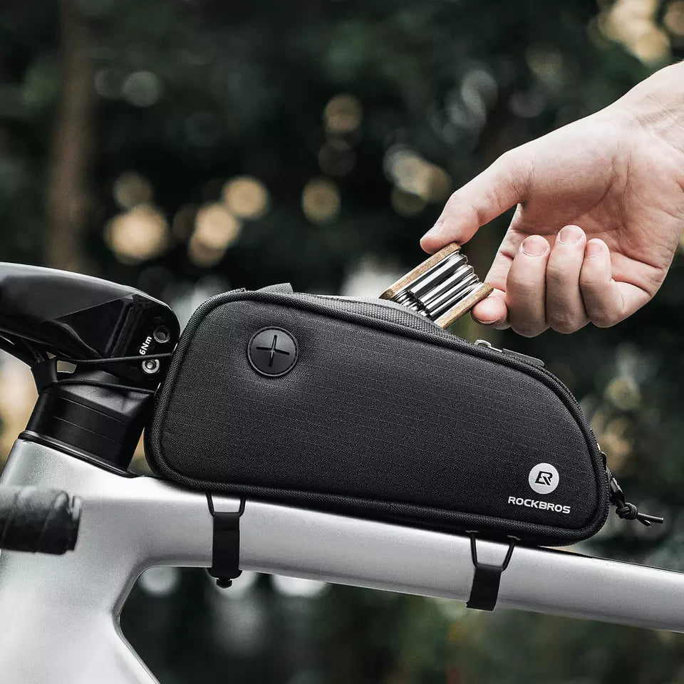 ROCKBROS ramväska med hörlurshål cykelram topprörsväska MTB