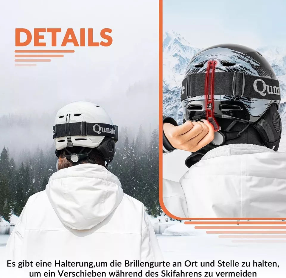 Qunature snowboard/skidhjälm med hörselskydd snowboardhjälm för dam och herr 54-61cm