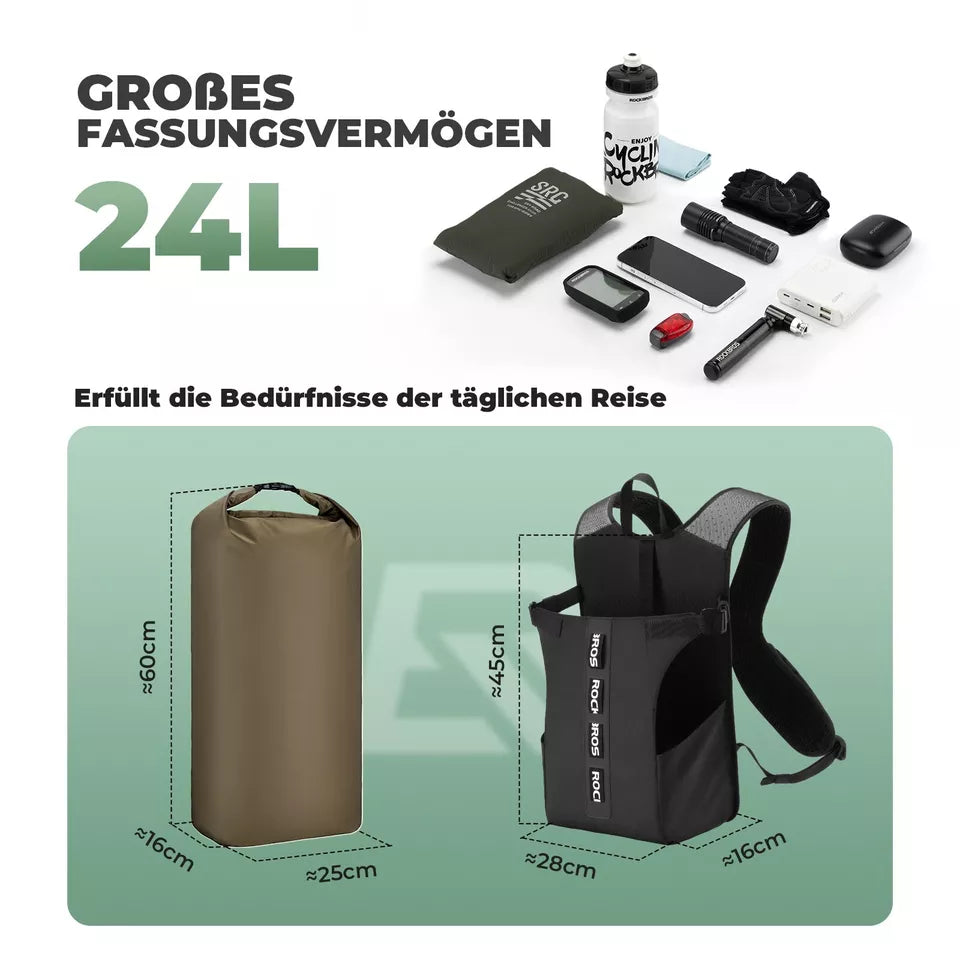 ROCKBROS cykelryggsäck avtagbar ryggsäck cykelryggsäck 24L vattentät resa