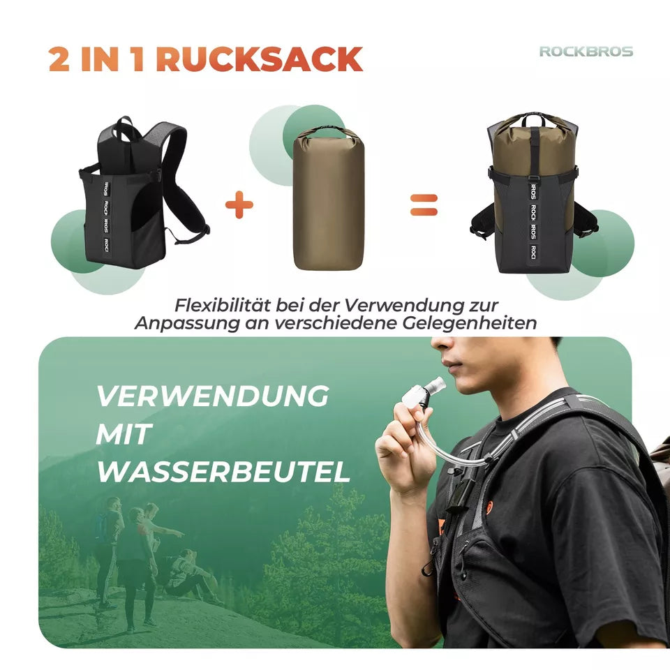 ROCKBROS cykelryggsäck avtagbar ryggsäck cykelryggsäck 24L vattentät resa