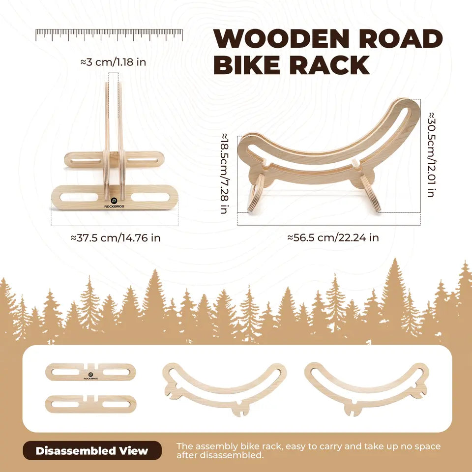 ROCKBROS cykelställ i trä mittstativ 30mm för 23C-30C cyklar 700C