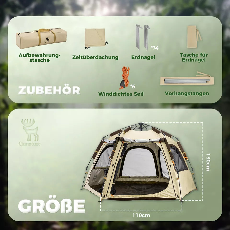 Qunature Campingtält 2-4 personers popup-tält Kupoltält Campingtält Vattentätt