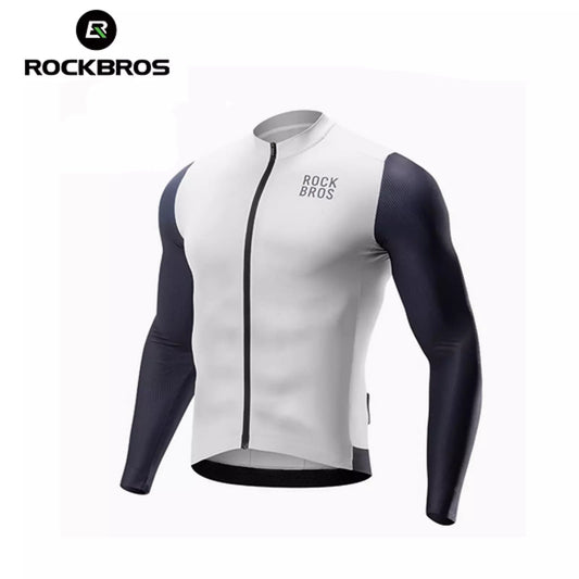 ROCKBROS Långärmad cykeltröja Cykeltröja herr Andas Snabbtorkande Cykelkläder Dragkedja med 3-fickor T-shirt för män Road Bike MTB Europeisk storlek