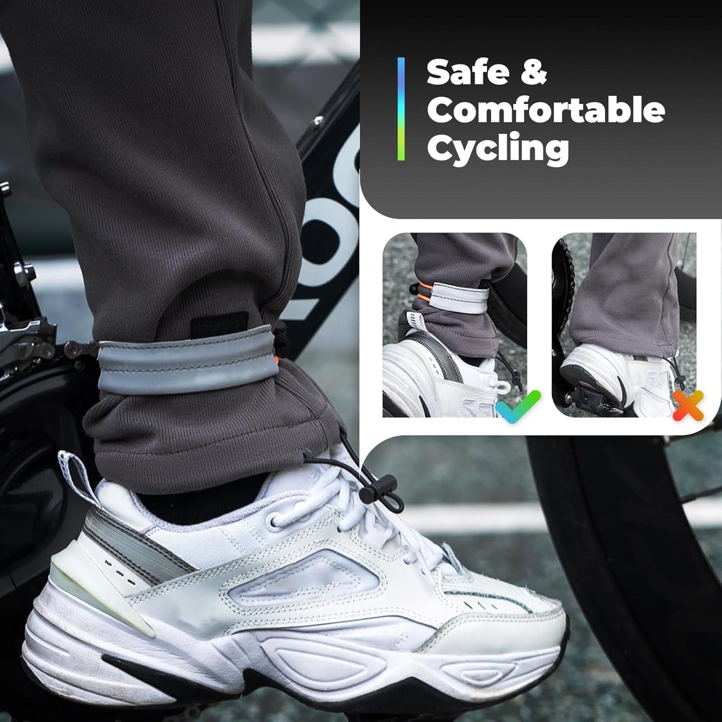 ROCKBROS Reflexband Elastiskt byxklämma Cykelbyxskydd Reflekterande byxband för utomhusjogging Cykling Löpning 1 par