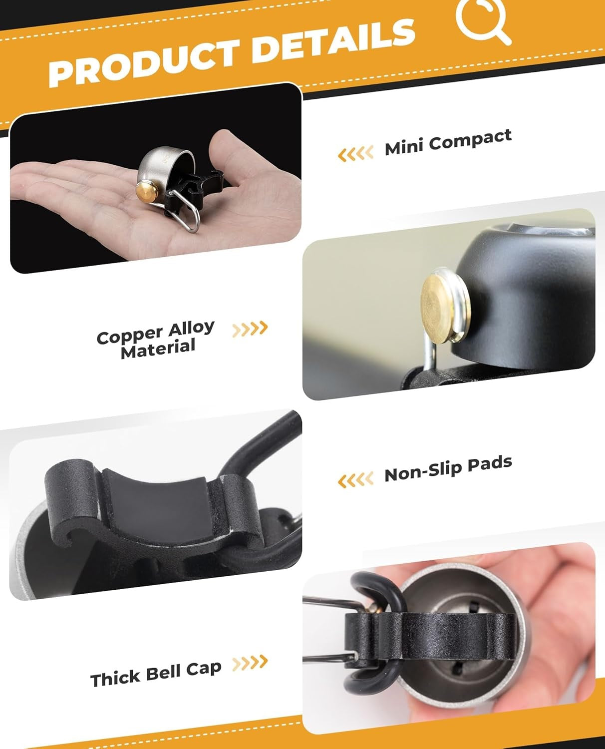 ROCKBROS cykelklocka styr klassisk, mountainbike retro cykelklocka hög klocka cykel kopparcykelklocka för 22-34 mm