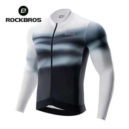 ROCKBROS cykeltröja för män, långärmad cykeltröja, cykeltröja för cykling, cykling, MTB, landsvägscykel, cykelkläder, andas, snabbtorkande