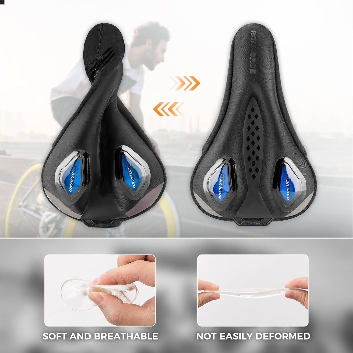 ROCKBROS cykelsadelöverdrag gelöverdrag för cykelsits med vattentäta sadelöverdrag sadelskydd cykelsadelöverdrag för landsvägscykel mountainbike sadelöverdrag för män och kvinnor