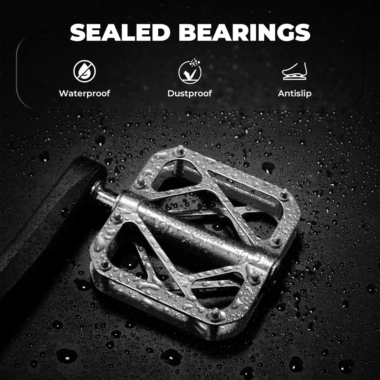 ROCKBROS cykelpedaler mountainbike gjord av titanlegering 3 lager MTB pedaler plattform för MTB 250g ljus