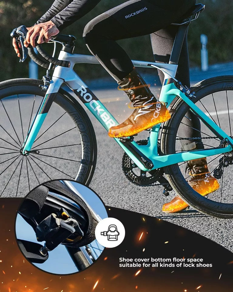 ROCKBROS uppvärmda överdragsskor Vintervarma med 5000mAh batteri Vinterskoöverdrag Termisk skoöverdrag Vattentät vindtät cykelöverrock för kvinnor/män