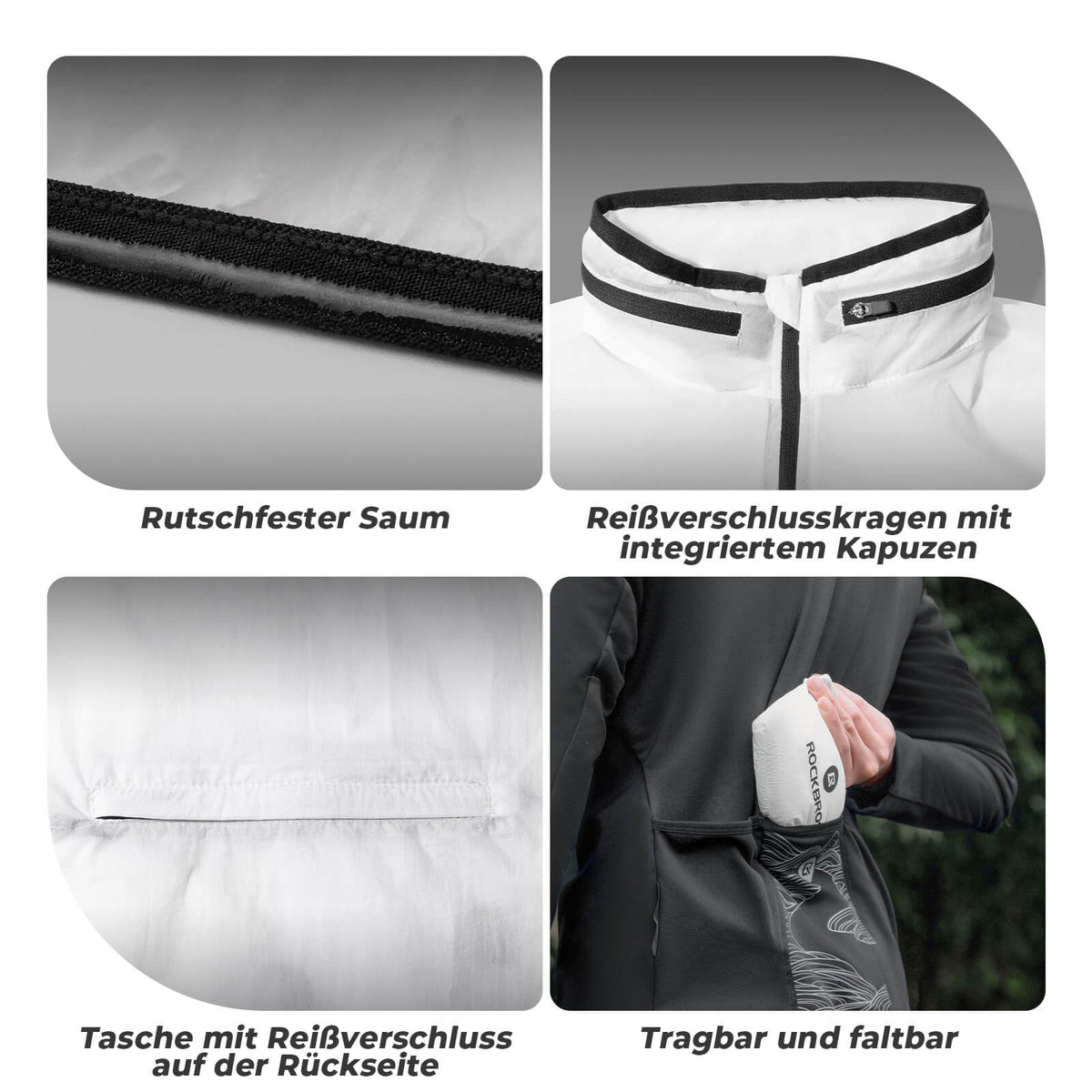 ROCKBROS Lätt Cykeljacka Ljusstark Vikbar Herr/Dam