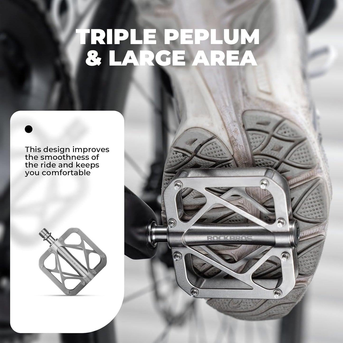ROCKBROS cykelpedaler mountainbike gjord av titanlegering 3 lager MTB pedaler plattform för MTB 250g ljus