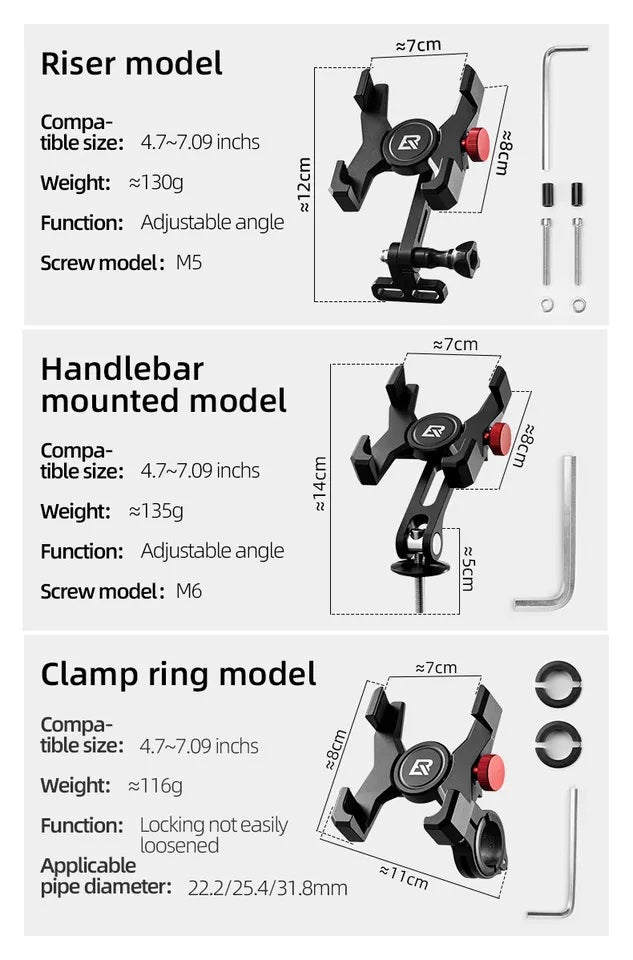 ROCKBROS cykel mobiltelefonhållare styrtelefonhållare för smartphone 4,7-7,09 tum
