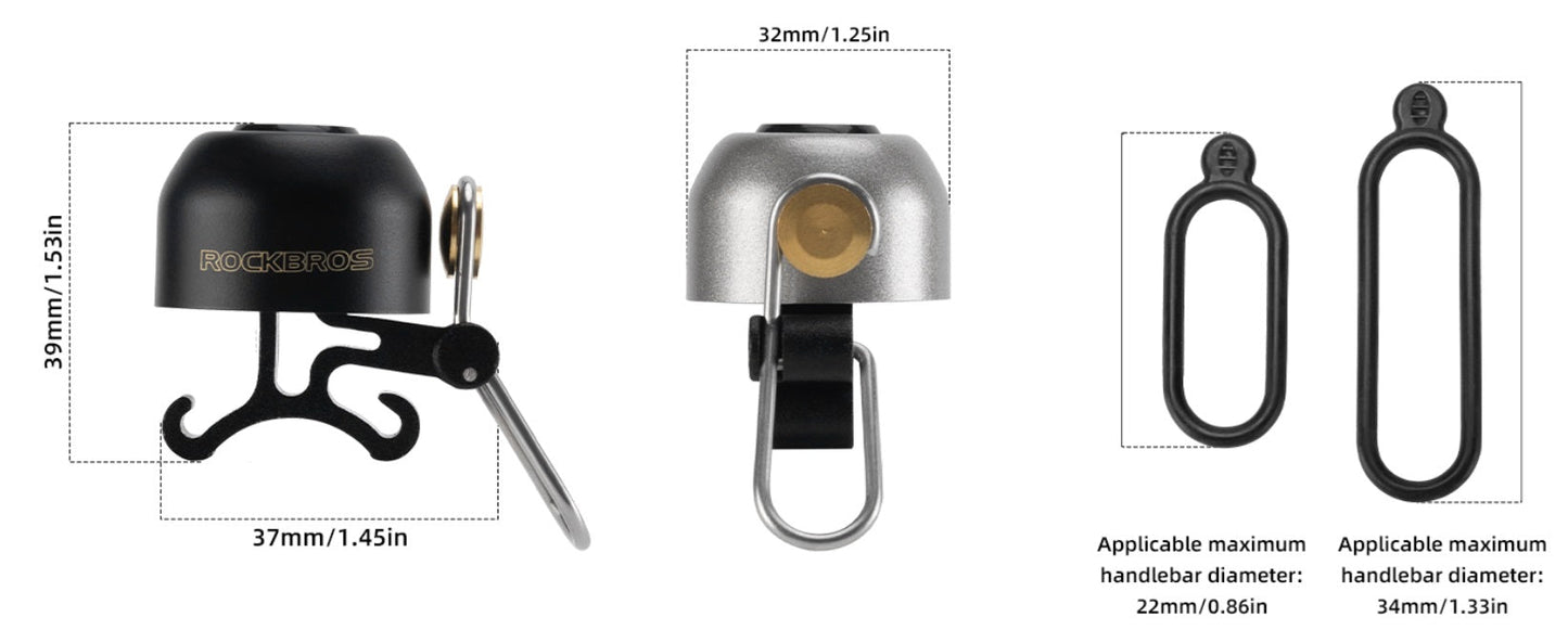 ROCKBROS cykelklocka styr klassisk, mountainbike retro cykelklocka hög klocka cykel kopparcykelklocka för 22-34 mm