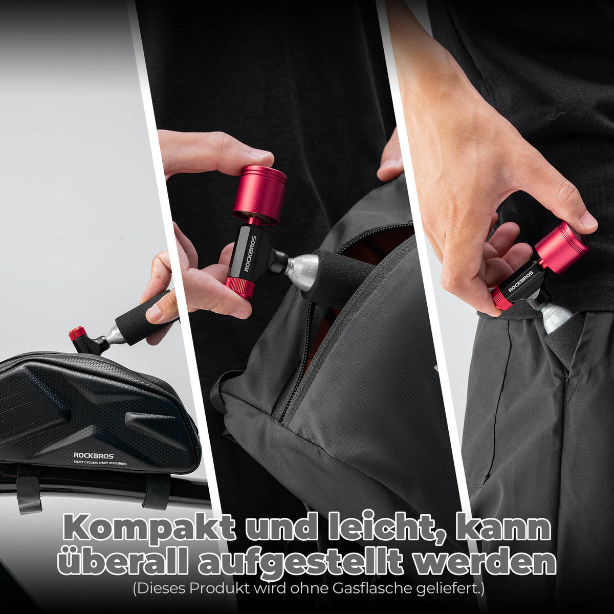 ROCKBROS CO2 Cykelpump Minipump för Presta & Schrader Ventiler