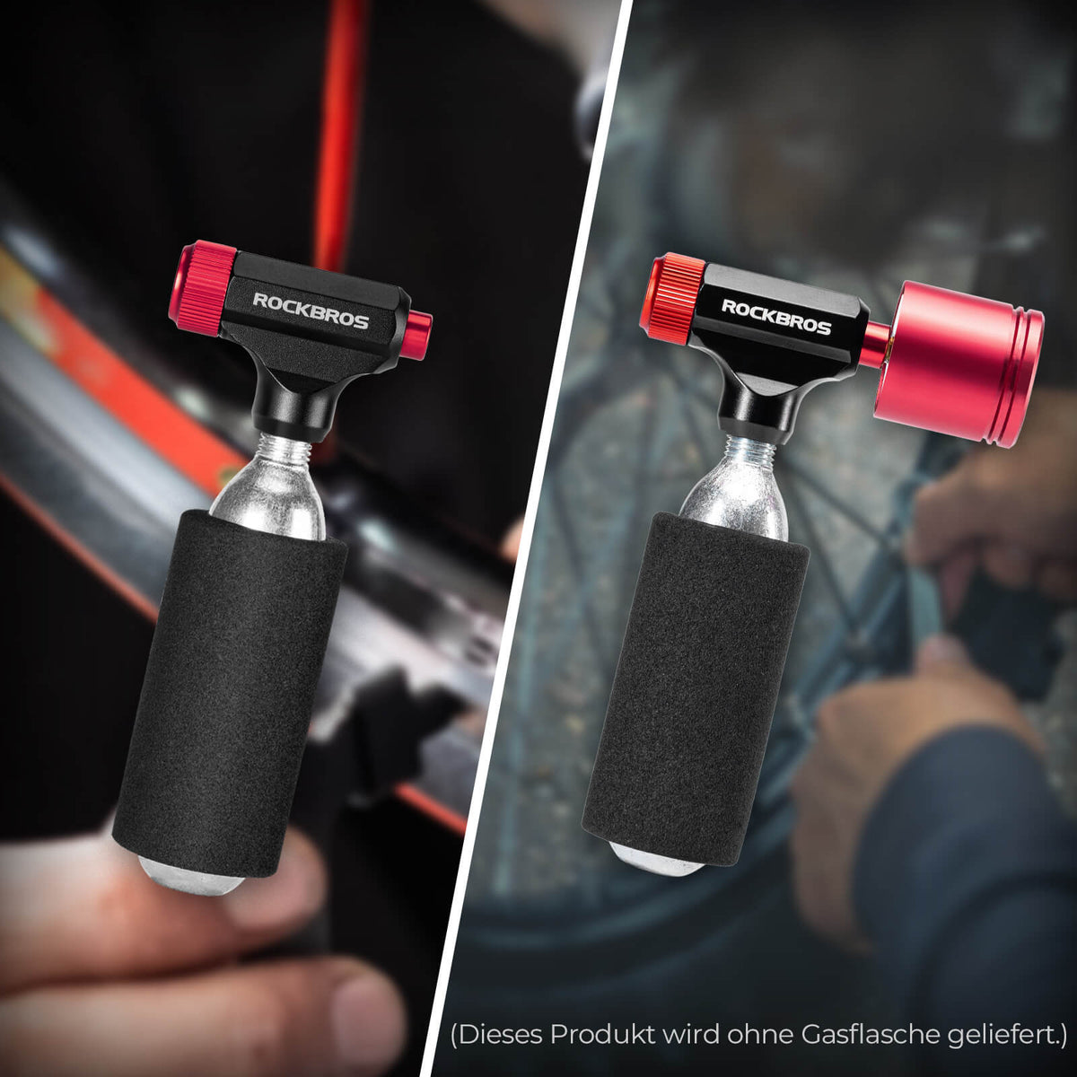 ROCKBROS CO2 Cykelpump Minipump för Presta & Schrader Ventiler