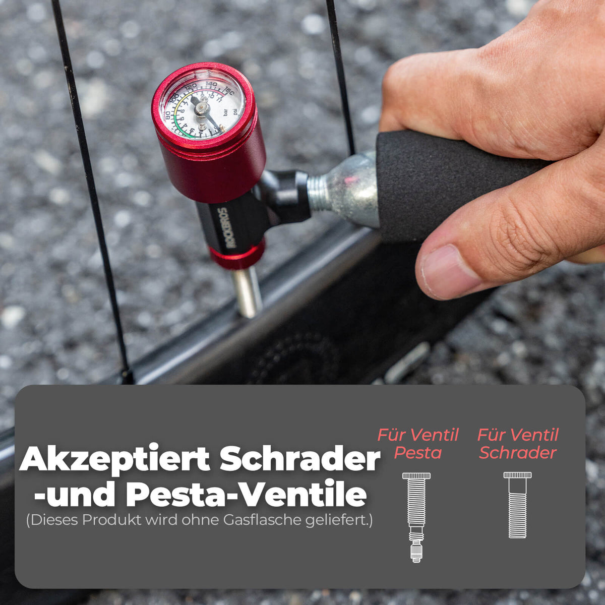 ROCKBROS CO2 Cykelpump Minipump för Presta & Schrader Ventiler