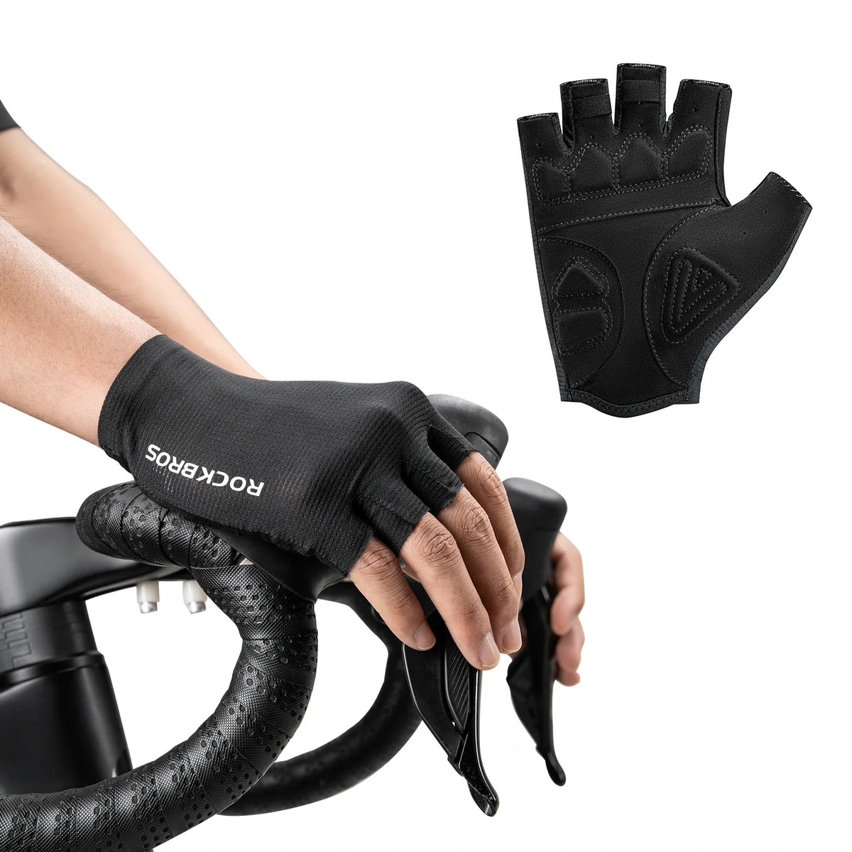 ROCKBROS Cykelhandskar halvfingrar med stötdämpande SBR-polstring - S396