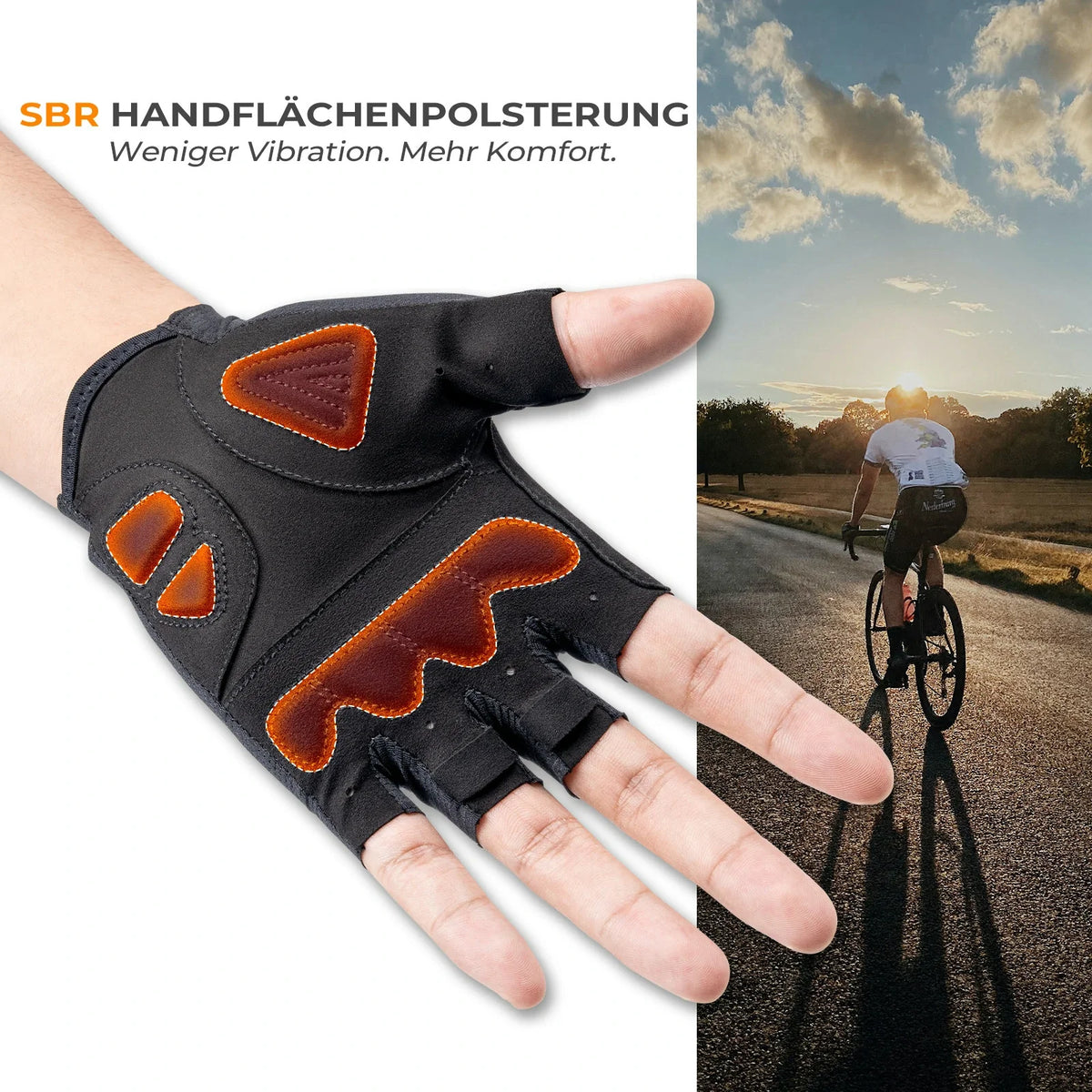 ROCKBROS Cykelhandskar halvfingrar med stötdämpande SBR-polstring - S396