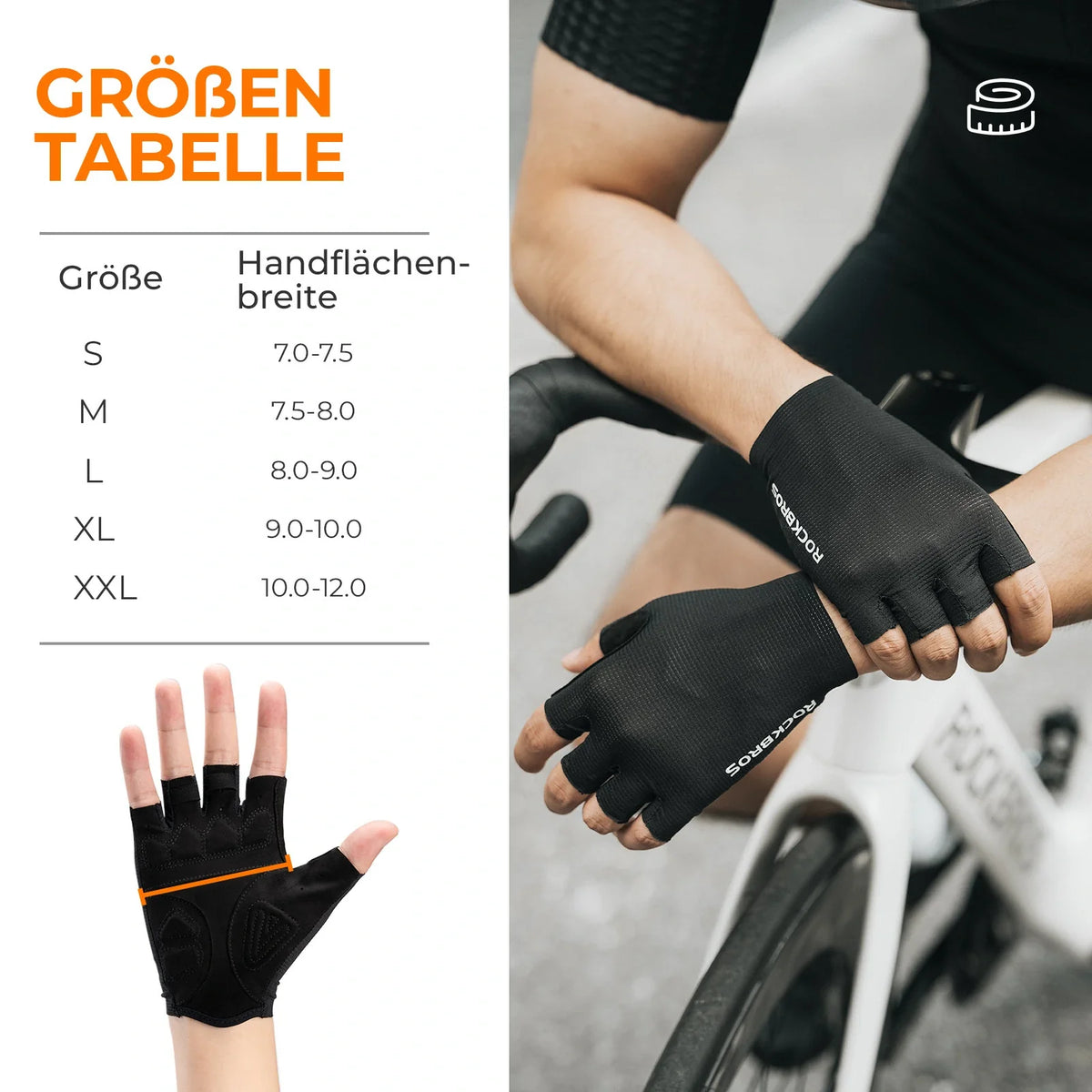 ROCKBROS Cykelhandskar halvfingrar med stötdämpande SBR-polstring - S396