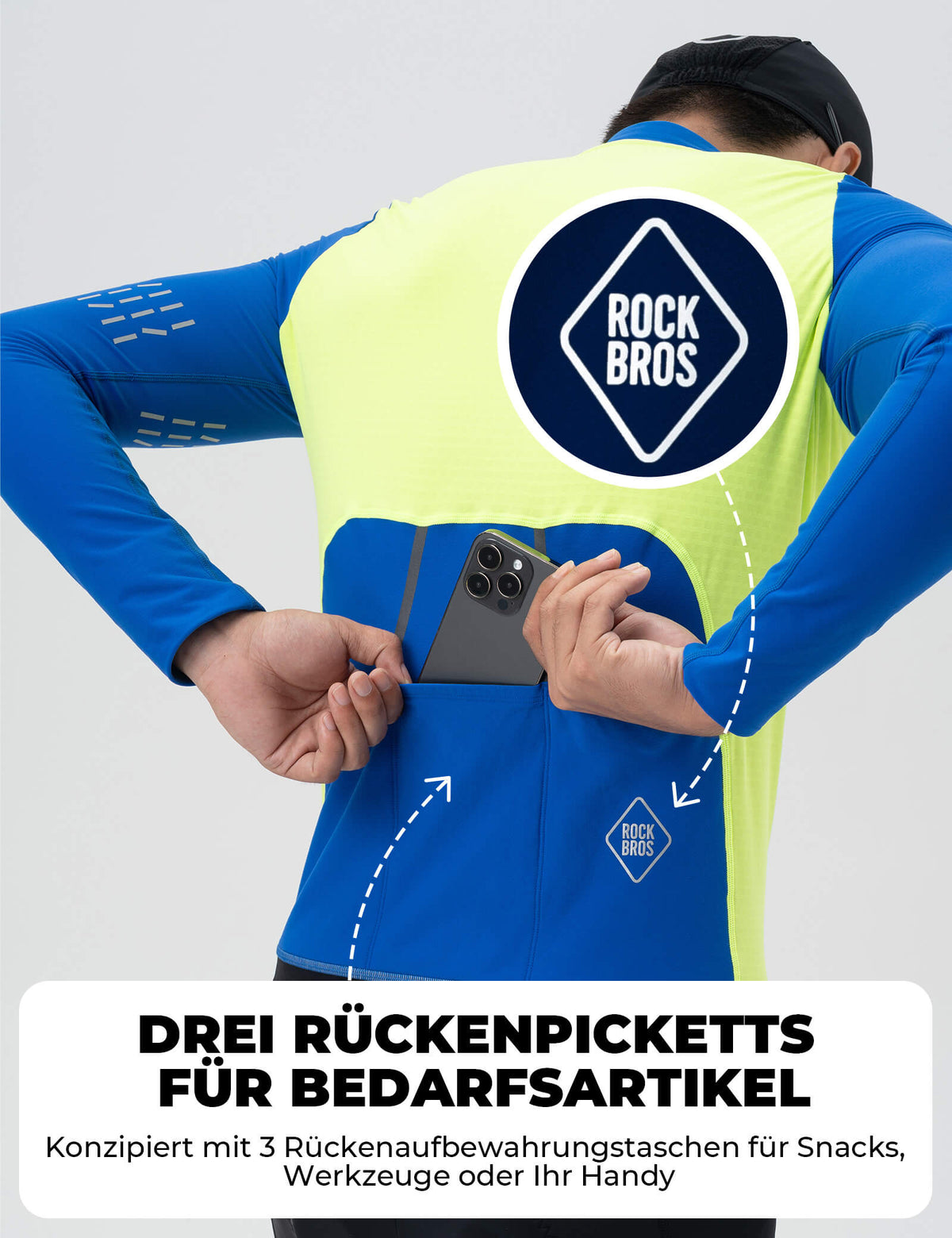ROCKBROS Cykeltröja Långärmad Herr Vinter Varm Fleece Cykeltröja Andas Elastisk Med 3 Fickor och Reflekterande