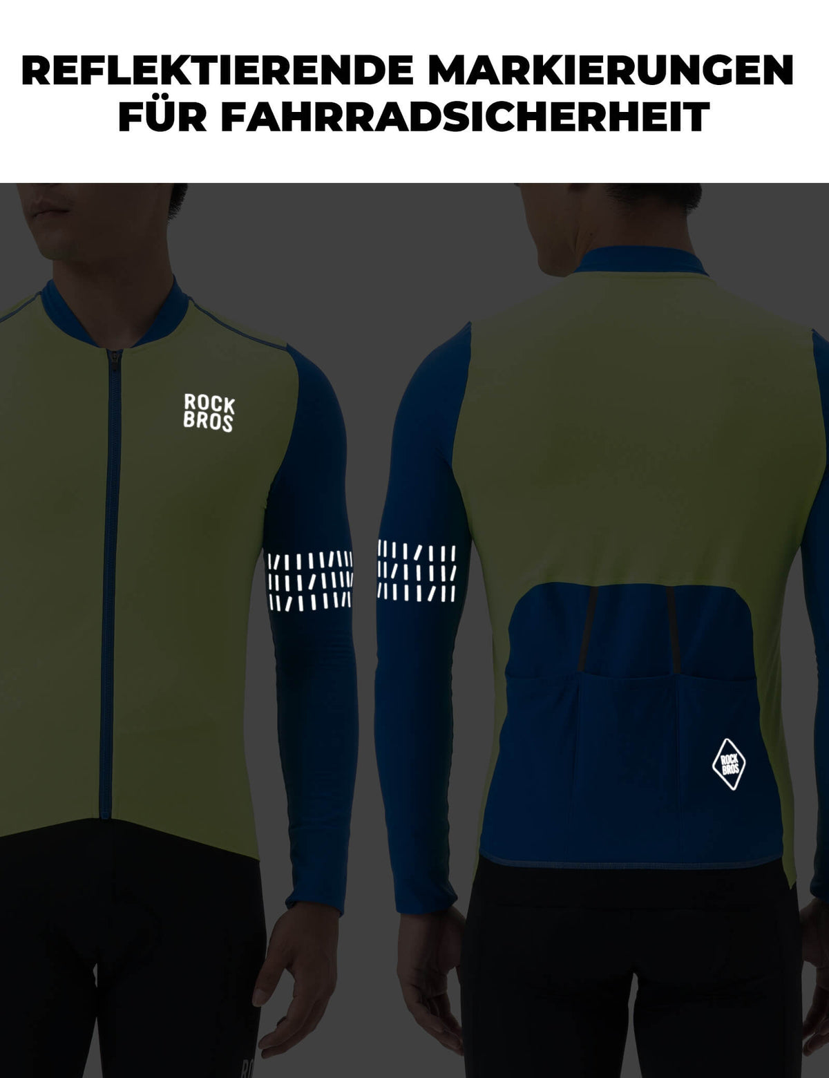ROCKBROS Cykeltröja Långärmad Herr Vinter Varm Fleece Cykeltröja Andas Elastisk Med 3 Fickor och Reflekterande