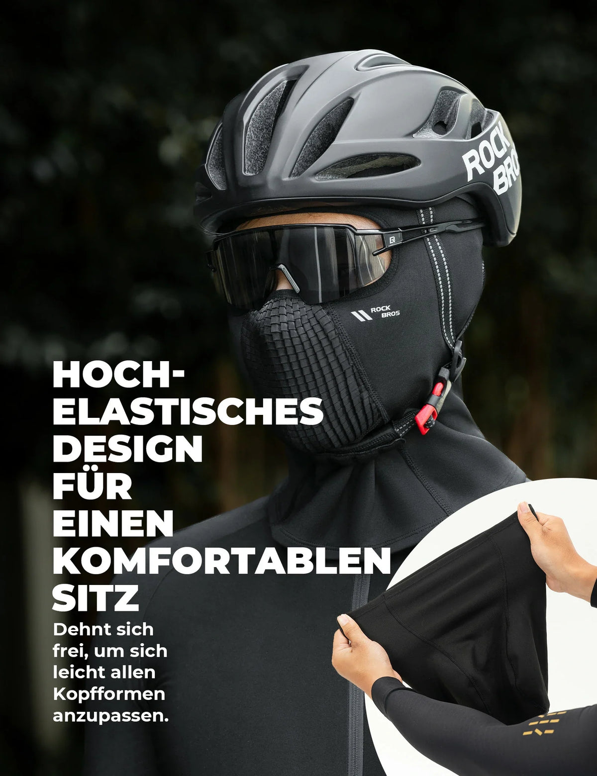 ROCKBROS Fleece-vinterluva Andningsaktiv Balaclava Skidmask